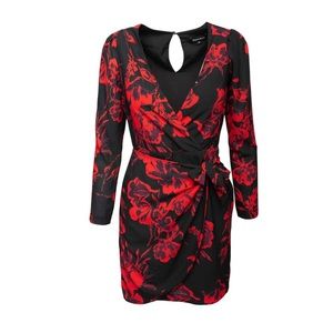 NWT - Yumi Kim - Black & Red Floral Long Sleeve Mini Dress